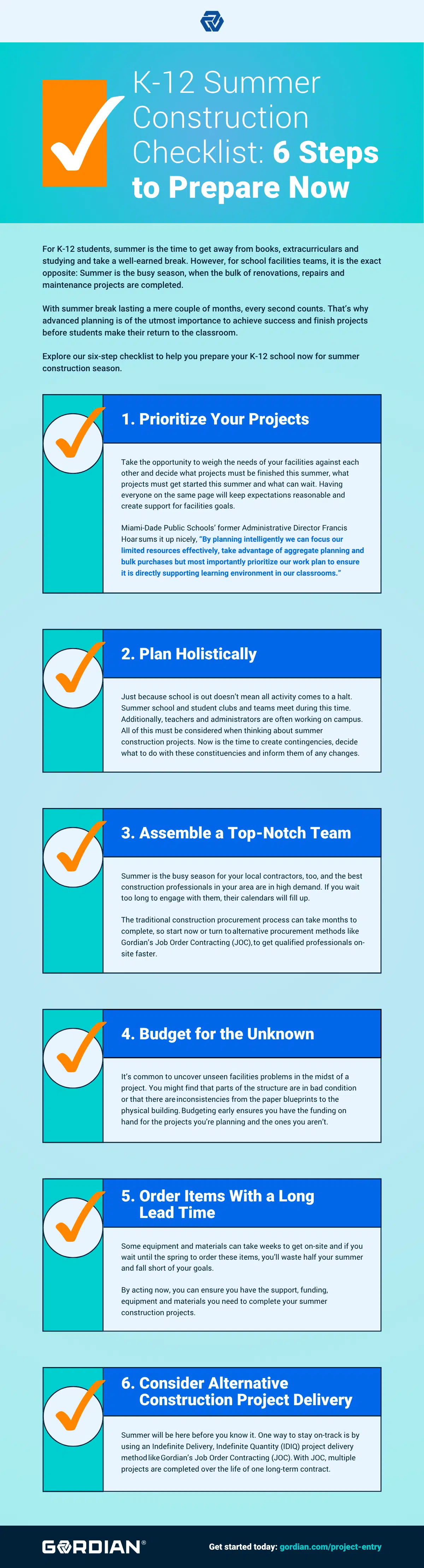 K-12 Summer Construction Checklist: 6 Steps to Prepare Now 1 K-12 Summer Construction Checklist: 6 Steps to Prepare Now 1