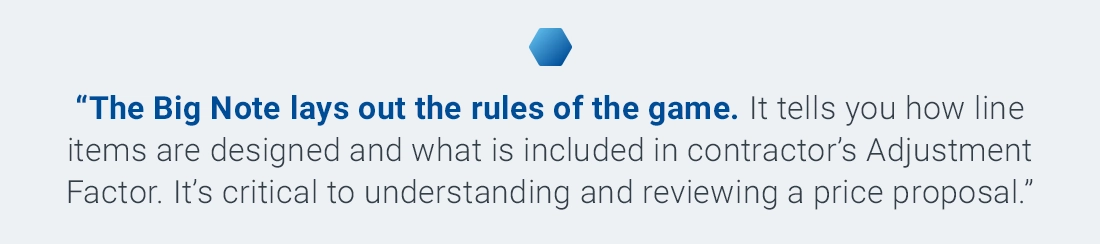 Getting familiar with the Big Note is the first step to a successful JOC price proposal review.