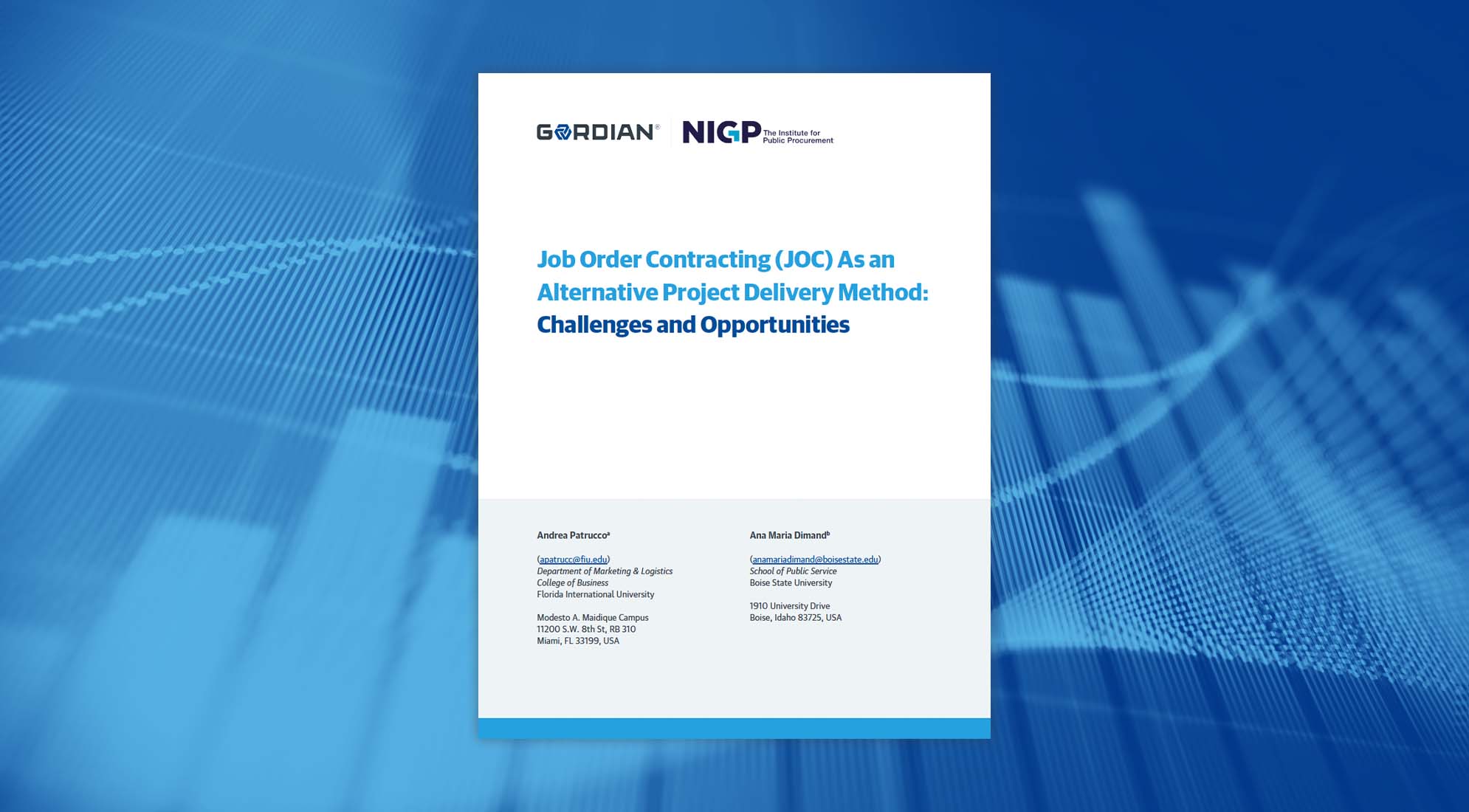 Job Order Contracting (JOC) as an Alternative Project Delivery Method: Challenges and Opportunities 3