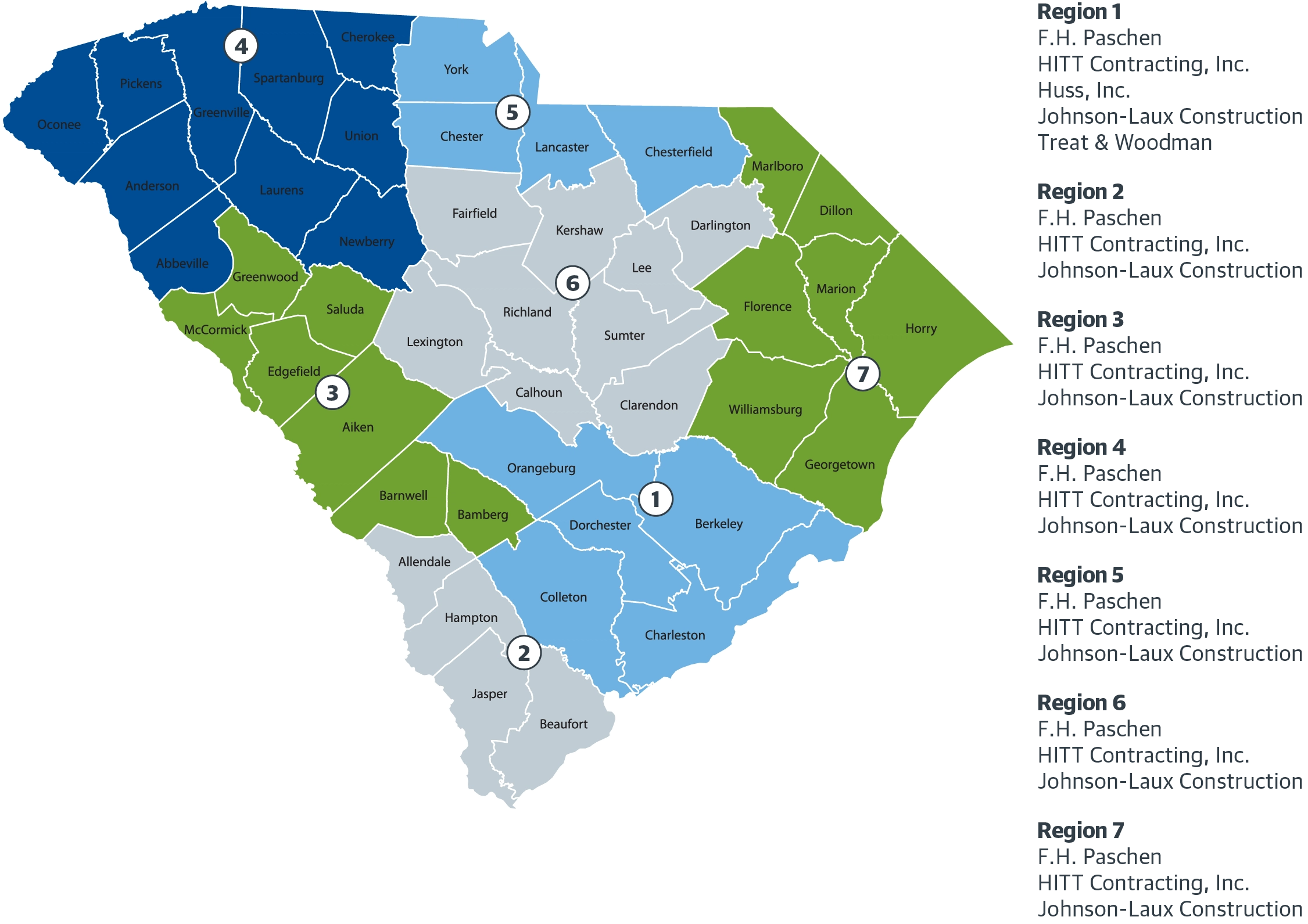 ezIQC South Carolina Contractor Area Map