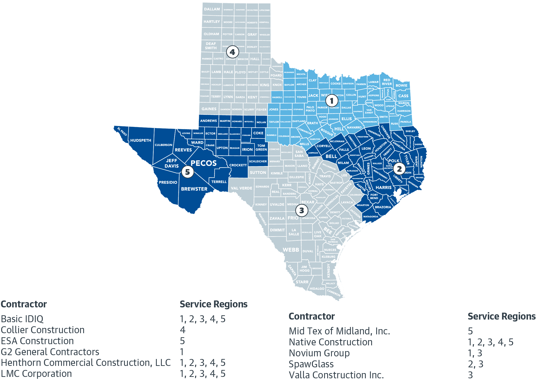 Access ezIQC® in Texas 5 ezIQC Texas PACE Contractor Service Map