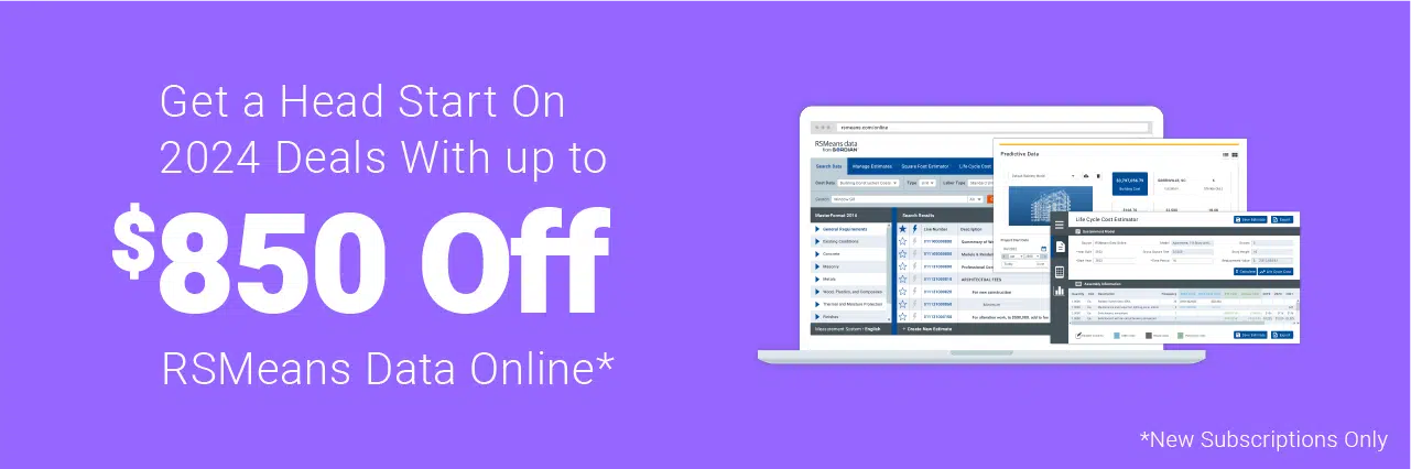 RSMeans Data Online Up to $850 Off