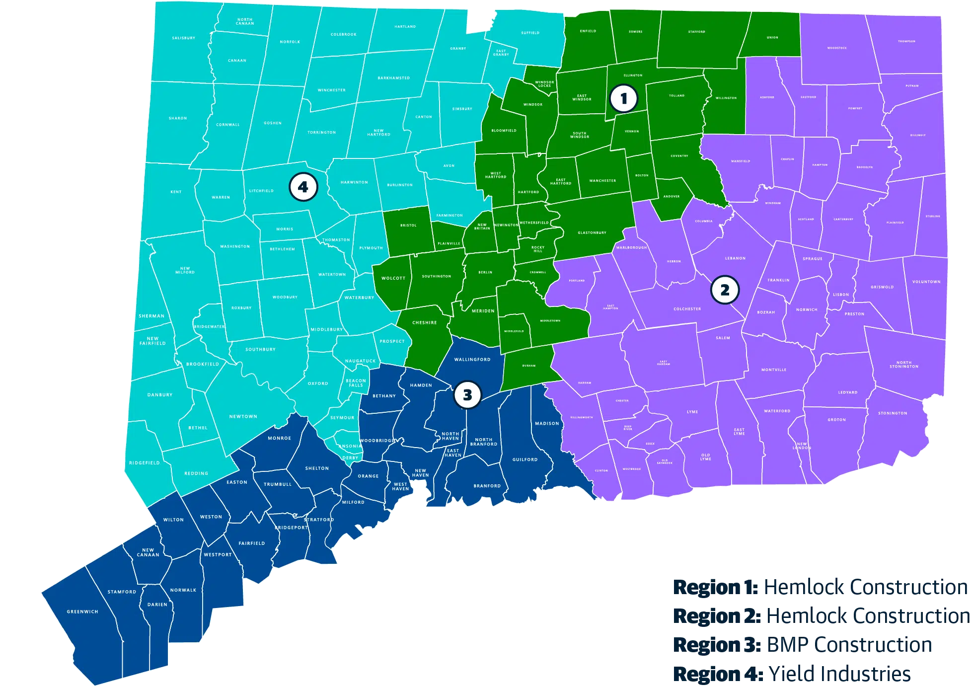 CRCOG Roads and Maintenance Projects Contractor Service Map