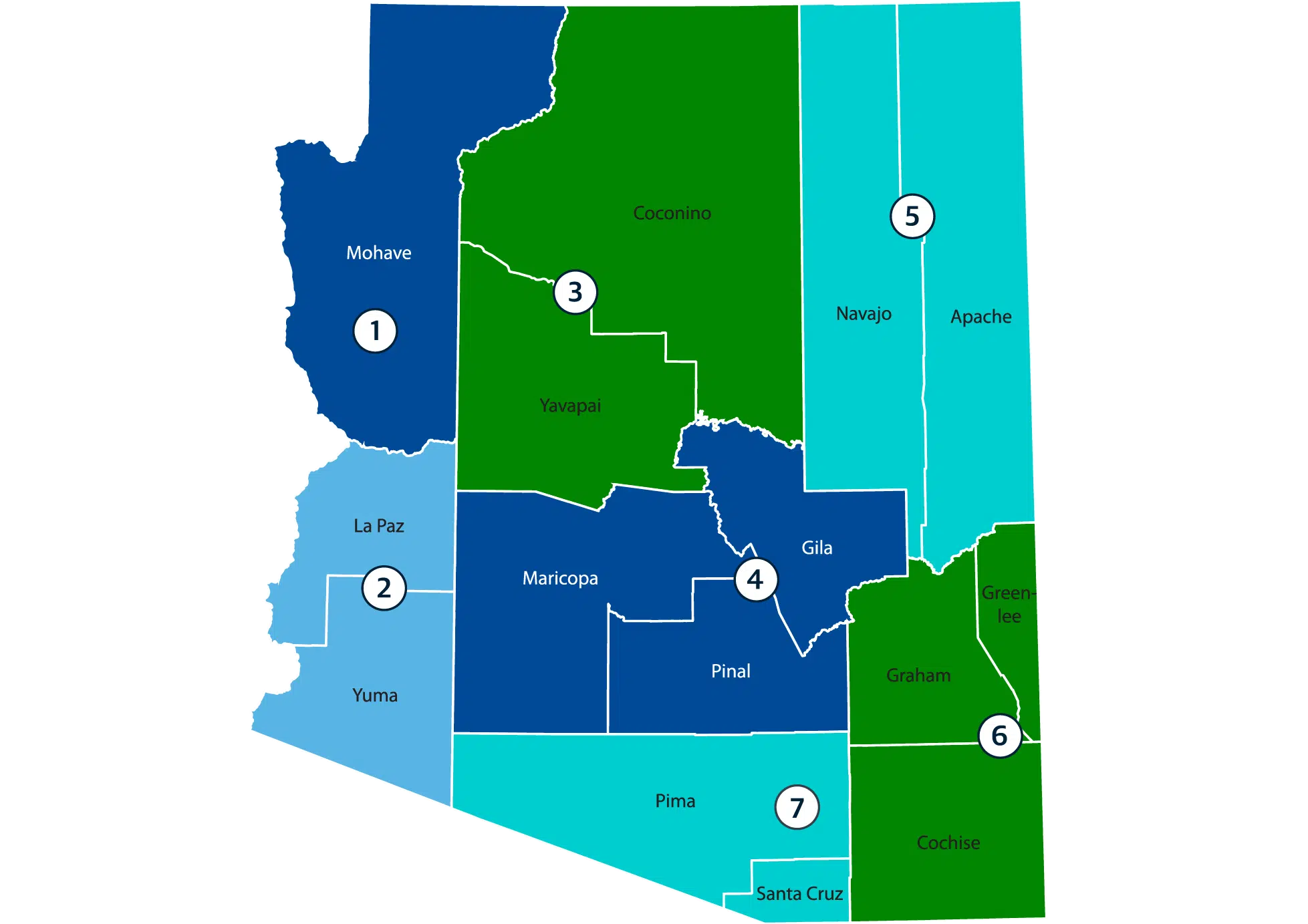 Arizona Department of Administration Contractor Service Area Map
