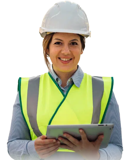 construction worker holding clipboard