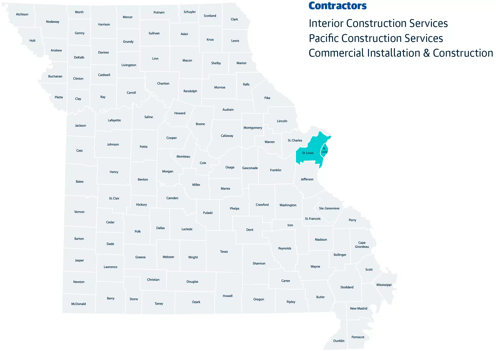 Access ezIQC® in Missouri 5 ezIQC Vizient Contractor Service Area Map