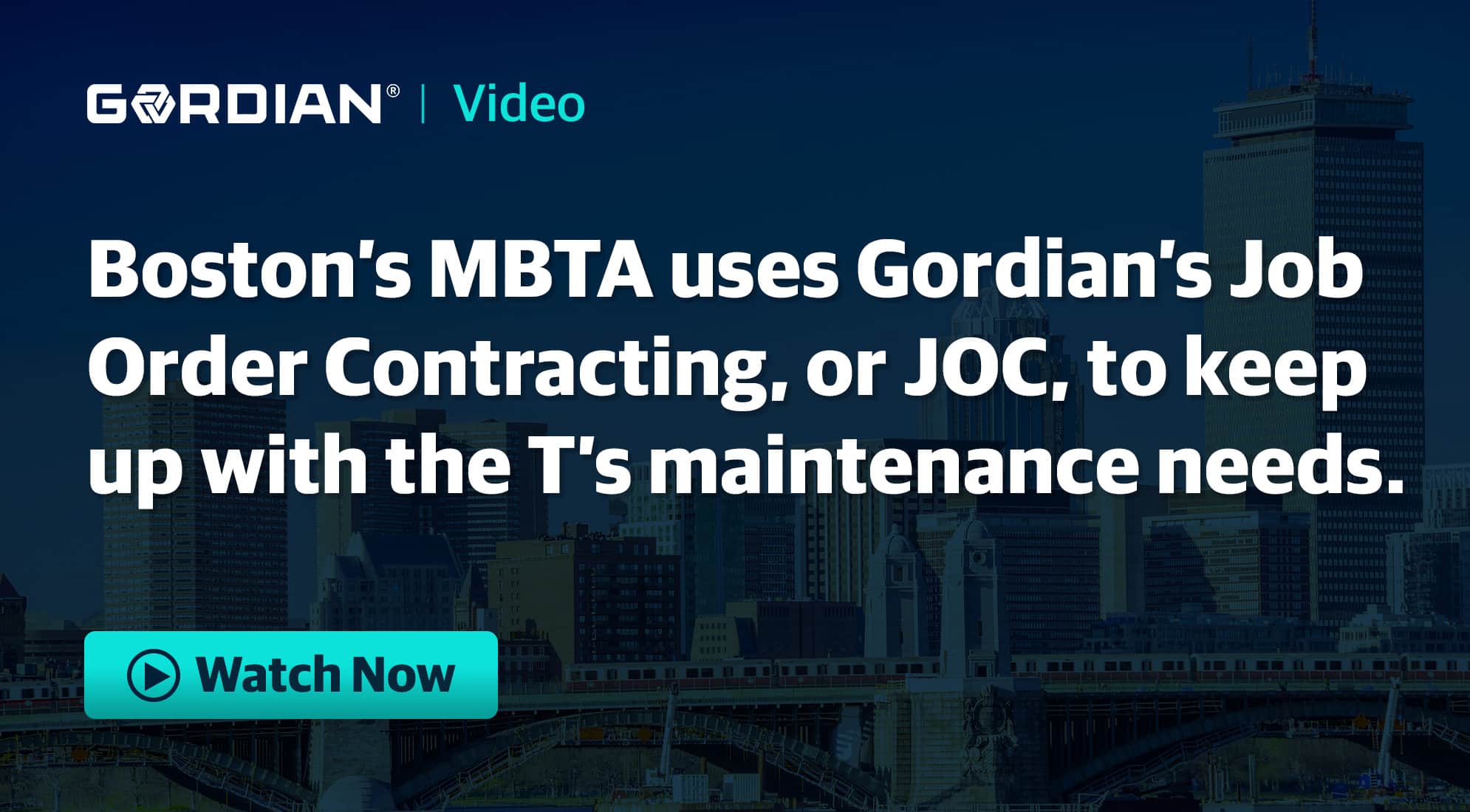 Boston's Massachusetts Bay Transportation Authority (MBTA) uses Gordian's Job Order Contracting (JOC) for its maintenance needs.